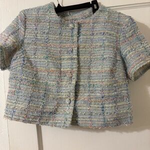 Women’s Pastel Blur Tweed Cropped Jacket and Skort Set for Easter